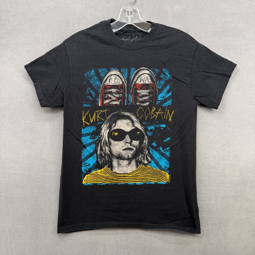 Kurt Cobain Nirvana Graphic T-Shirt Mens Small Black Short Sleeve Spencer Gifts